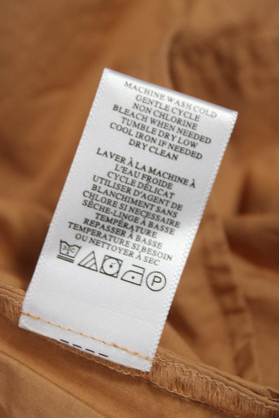 A.L.C. Women Mini V Neck Cotton Dress Beige Short Sleeve Size 0