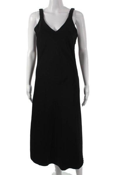 Bishop and Young Women Black V-Neck Slip Dress Midi Zip Size S