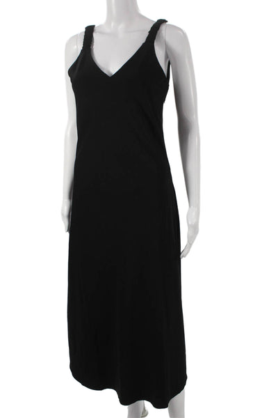 Bishop and Young Women Black V-Neck Slip Dress Midi Zip Size S