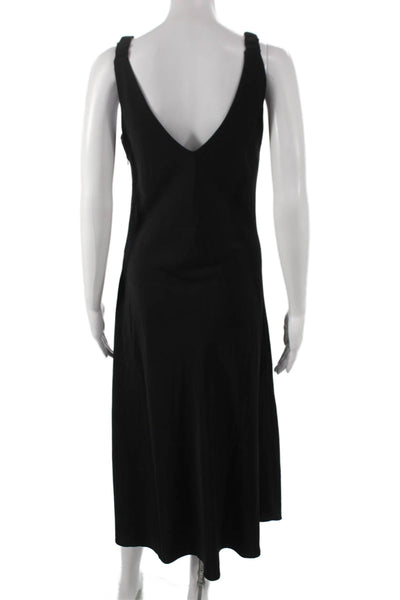 Bishop and Young Women Black V-Neck Slip Dress Midi Zip Size S