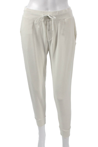 Cuyana Women Jogger Pants Ivory Organic Pima Cotton Drawstring Size S