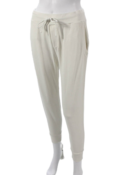 Cuyana Women Jogger Pants Ivory Organic Pima Cotton Drawstring Size S