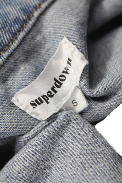 Superdown Women Basic Jacket Blue Long Sleeve Button 100% Cotton Size S