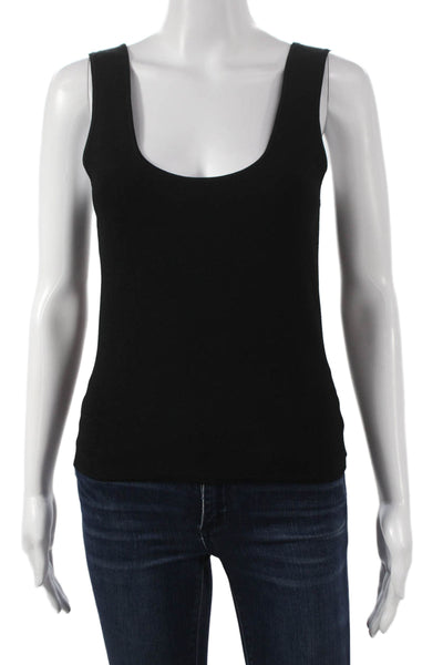 Vince Womens Sleeveless Basic Tank Black Viscose Scoop Neck Petite Size S