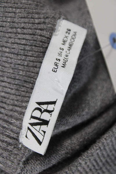 Zara Womens Pullover Crew Neck Long Sleeve Gray Solid Size S