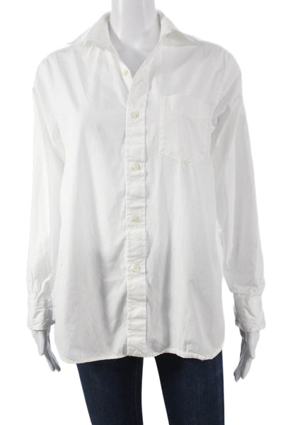 Buck Mason Mens Button Down Collared Long Sleeve White Cotton Shirt Size XS