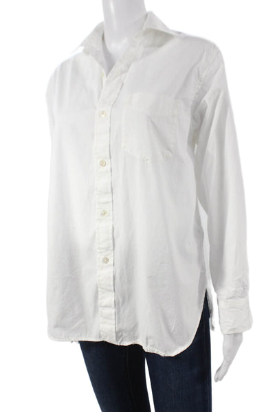 Buck Mason Mens Button Down Collared Long Sleeve White Cotton Shirt Size XS