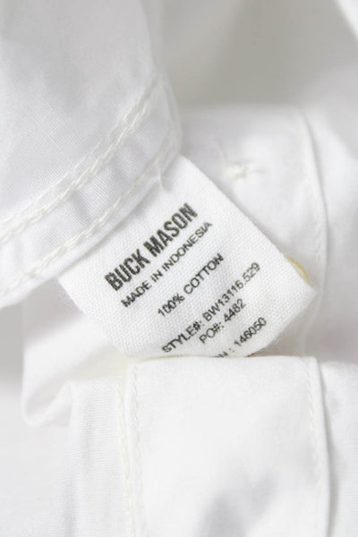 Buck Mason Mens Button Down Collared Long Sleeve White Cotton Shirt Size XS