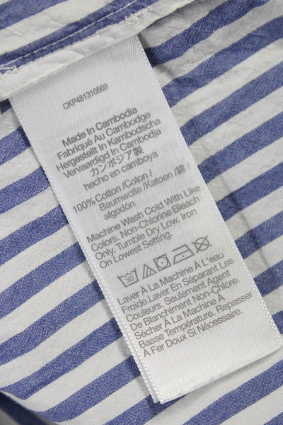 Madewell Womens Striped Collared Cotton Tunic Button Up Blue Long Sleeve Size S