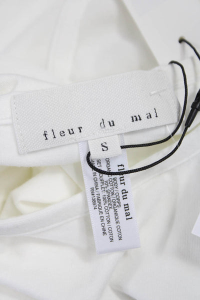 Fleur du Mal Women Corselette Bodysuit White Short Sleeve Size S
