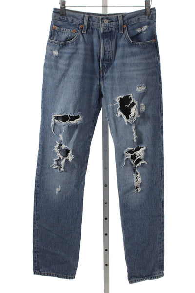 Levi's Womens Straight High Rise Blue Jeans 100% Cotton Button Size 26