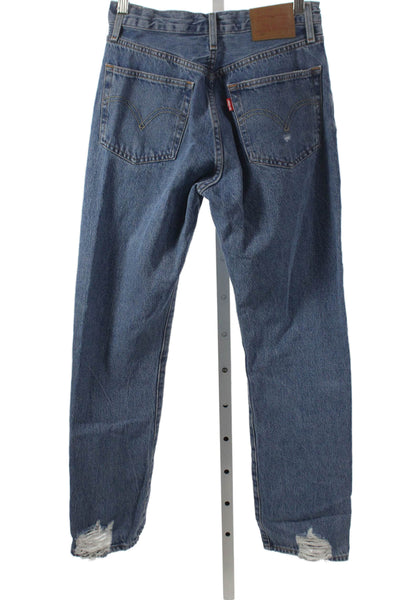 Levi's Womens Straight High Rise Blue Jeans 100% Cotton Button Size 26