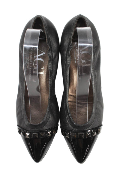 AGL Attilio Giusti Leombruni Womens Studded Cap Toe Shoes Black Size 8