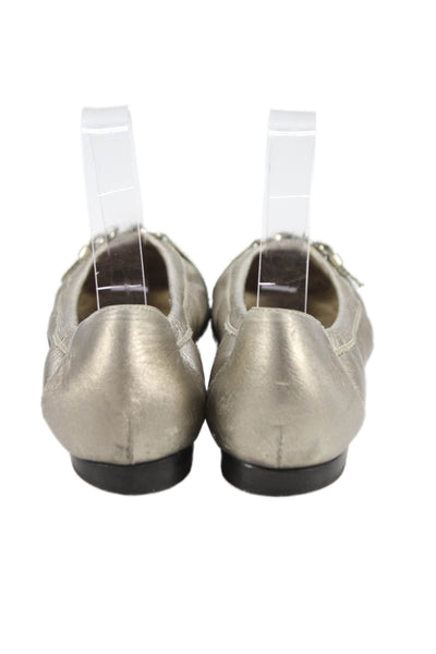 AGL Attilio Giusti Leombruni Womens Cap Toe Buckle Flats Shoes Gold Size 7.5