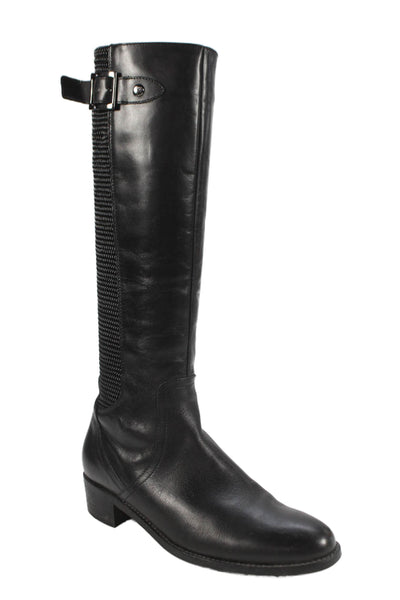 Aquatalia Womens Textured Zip Knee High Boots Shoes Black Size 7.5
