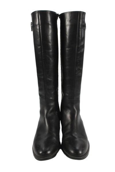 Aquatalia Womens Textured Zip Knee High Boots Shoes Black Size 7.5