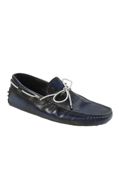 Tods Womens Bow Detail Slip On Driving Loafers Shoes Blue Size 5.5