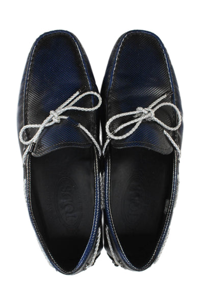 Tods Womens Bow Detail Slip On Driving Loafers Shoes Blue Size 5.5