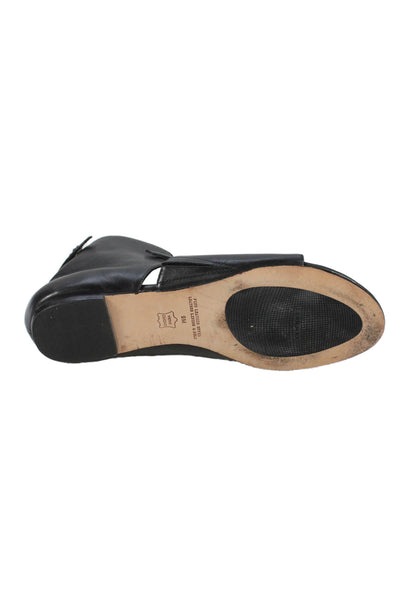 Leon Max Womens Open Toe Buckle Detail Flats Shoes Solid Black Size 9M