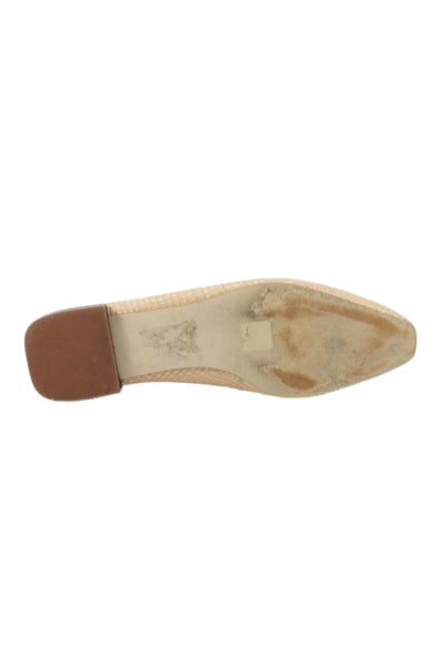 Saks Fifth Avenue Womens Textured Leather Slip On Flats Beige Size 7.5