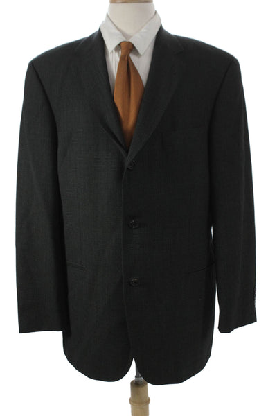 Boss Hugo Boss Mens Blazer Gray Virgin Wool Check Button Size 42