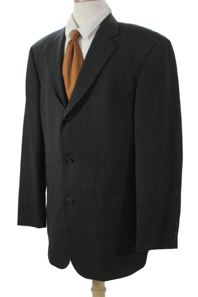 Boss Hugo Boss Mens Blazer Gray Virgin Wool Check Button Size 42