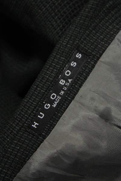 Boss Hugo Boss Mens Blazer Gray Virgin Wool Check Button Size 42