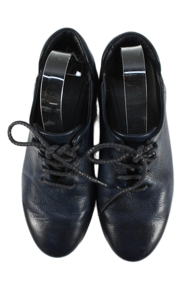 Giorgio Armani Mens Leather Lace Up Oxford Dress Shoes Navy Blue Size 6.5