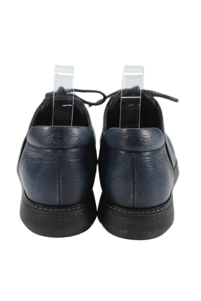 Giorgio Armani Mens Leather Lace Up Oxford Dress Shoes Navy Blue Size 6.5