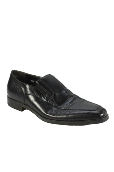 Santoni Mens Leather Slide On Dress Shoe Loafers Black Size 8 D