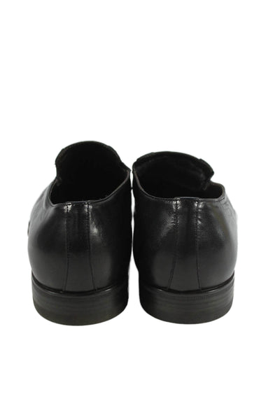 Santoni Mens Leather Slide On Dress Shoe Loafers Black Size 8 D