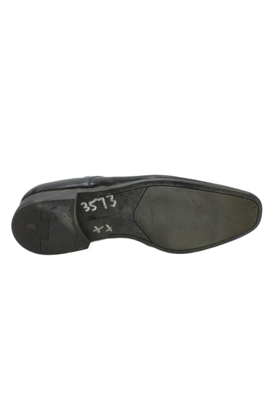 Santoni Mens Leather Slide On Dress Shoe Loafers Black Size 8 D