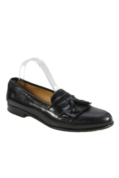 Mezlan Mens Leather Tassel Slide On Dress Shoe Loafers Black Size 10 Medium