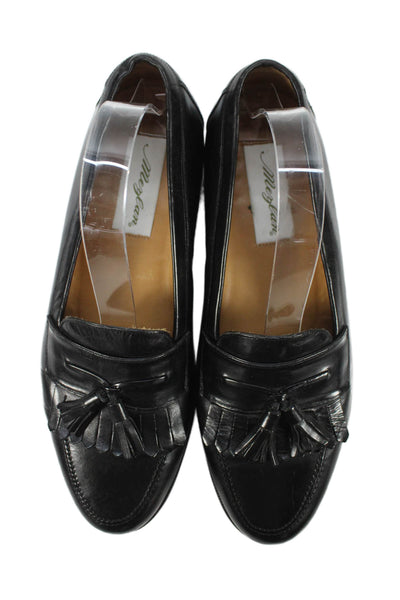 Mezlan Mens Leather Tassel Slide On Dress Shoe Loafers Black Size 10 Medium
