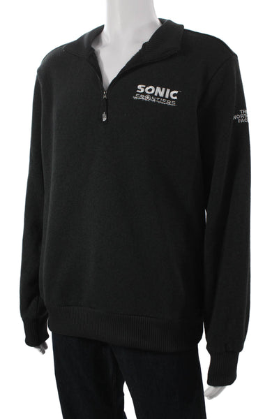 The North Face Mens Black Mock Neck Pullover Sweatshirt Zip Long Sleeve Size L