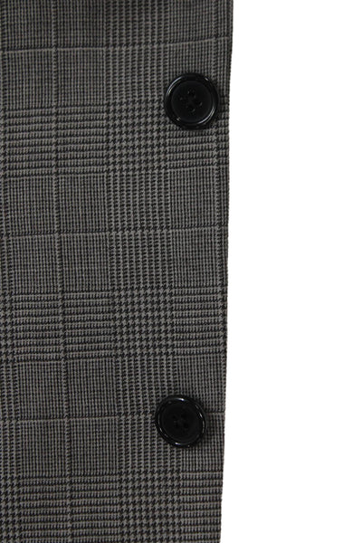 Hickey Freeman Mens Gray Plaid Worsted Wool Blazer Button Size 40