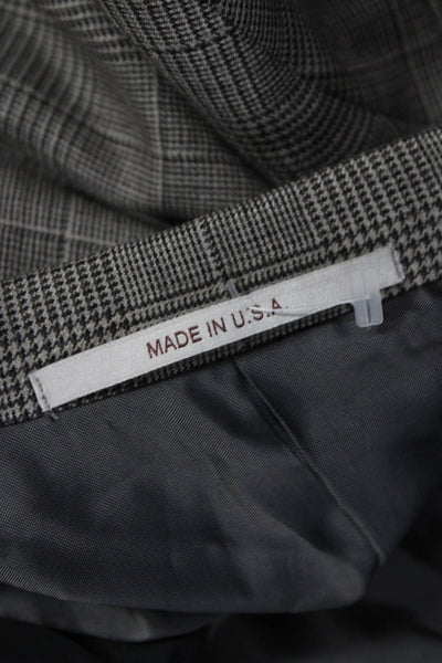 Hickey Freeman Mens Gray Plaid Worsted Wool Blazer Button Size 40