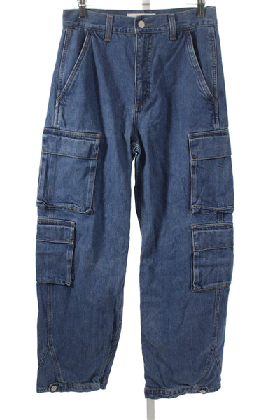 Denim Forum Women Wide Leg Jeans Blue High Rise Cotton Blend Size 27