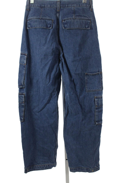 Denim Forum Women Wide Leg Jeans Blue High Rise Cotton Blend Size 27