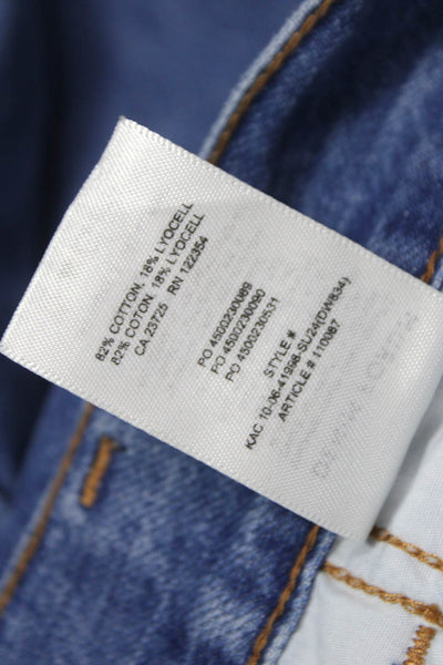 Denim Forum Women Wide Leg Jeans Blue High Rise Cotton Blend Size 27