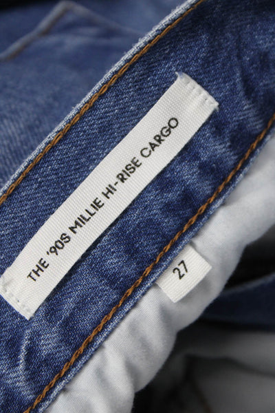 Denim Forum Women Wide Leg Jeans Blue High Rise Cotton Blend Size 27