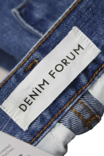Denim Forum Women Wide Leg Jeans Blue High Rise Cotton Blend Size 27
