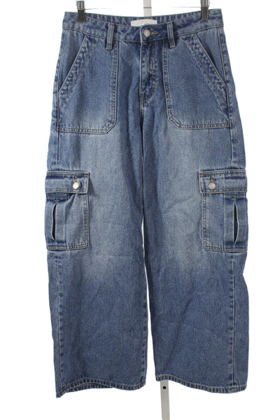 Vervet Womens Boyfriend Jeans Blue Low Rise Cotton Button Size 26