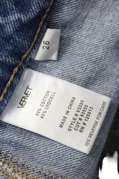 Vervet Womens Boyfriend Jeans Blue Low Rise Cotton Button Size 26