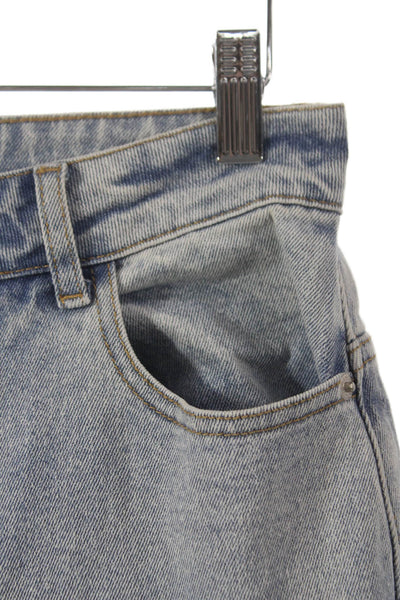 Akira Women Wide Leg Blue Jeans Cotton Button Inseam 32 Size S