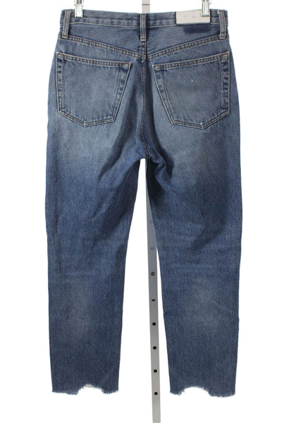 Re/Done Women Blue Straight Jeans Low Rise 100% Cotton Size 27