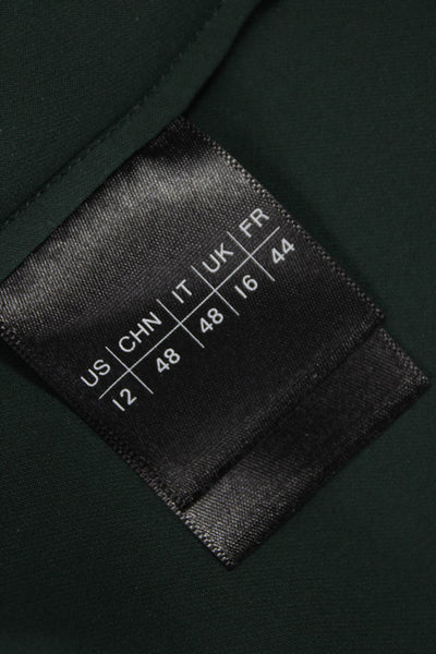 Lafayette 148 New York Women Silk Green Long Sleeve Collared Blouse Size 12