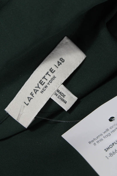 Lafayette 148 New York Women Silk Green Long Sleeve Collared Blouse Size 12