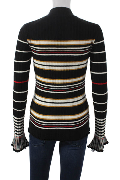 Sonia Rykiel Women Black Striped Wool Turtleneck Pullover Long Sleeve Size XS