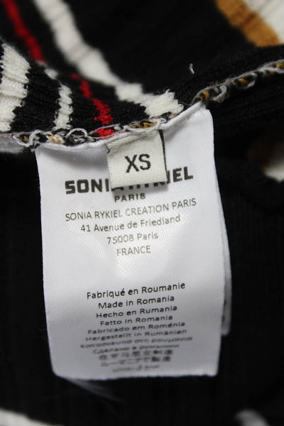 Sonia Rykiel Women Black Striped Wool Turtleneck Pullover Long Sleeve Size XS